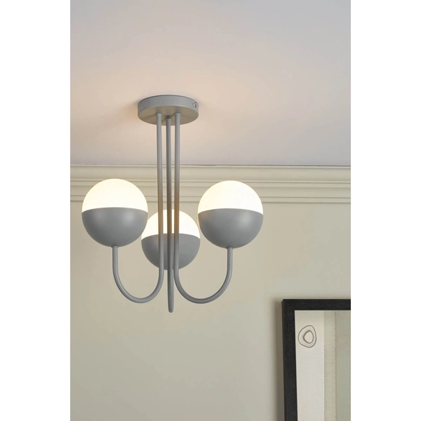 Potrójna lampa sufitowa kula Andre AND0339 szary biały