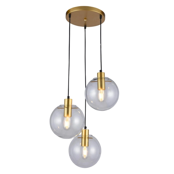 Wisząca LAMPA loft PUERTO LP-004/3P GD Light Prestige szklana OPRAWA industrialny ZWIS kaskada kule przezroczyste złote