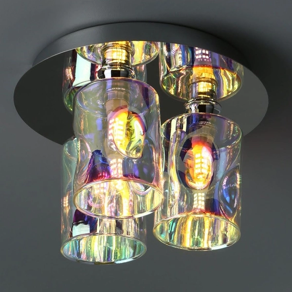 Lampa sufitowa Inter INT5350 Dar Lighting szklane tuby iryzowane chrom