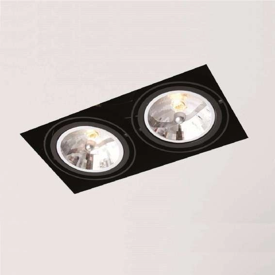 Oczko LAMPA sufitowa KOMORO 3309 Shilo podtynkowa OPRAWA regulowana WPUST do zabudowy prostokątny czarny