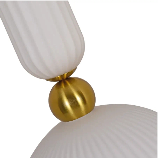 Wisząca lampa ryflowana Piega LP-939/1P L white szklana biała złota