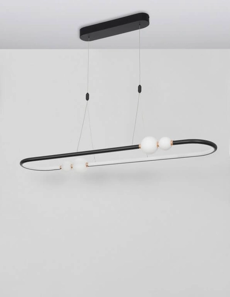 Owalna lampa wisząca Fria szklane kule LED 44,2W białe czarne