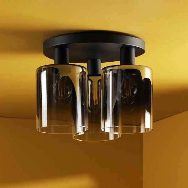 Industrialna sufitowa lampa Savannah SAV5322 szklane tubki czarne