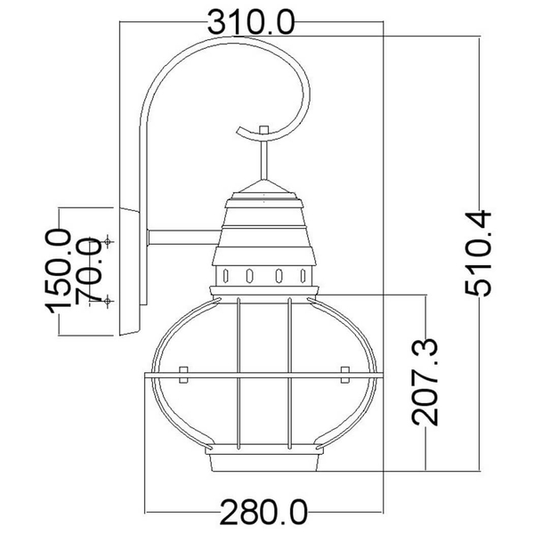 Elewacyjna lampa latarnia Bridge Point KL-BRIDGEPOINT-L IP44 cyna