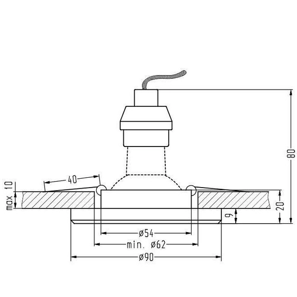Niebieska lampa wpuszczana 2226965 do zabudowy LED 2,1W oczko