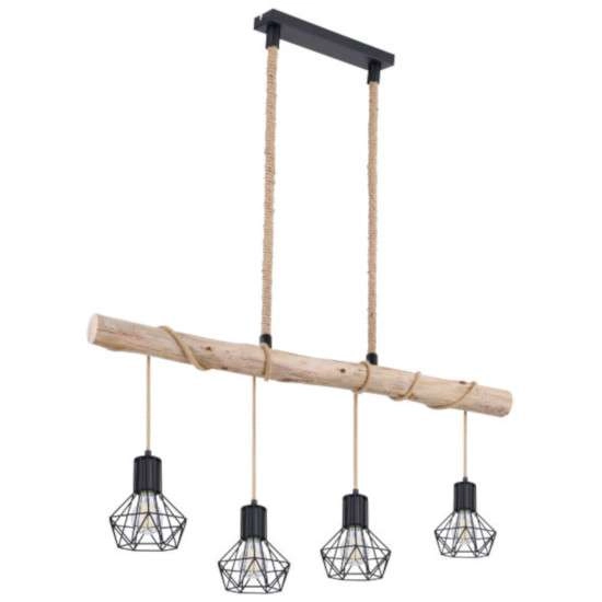 LAMPA wisząca PRISKA 54017-4HH Globo skandynawska OPRAWA belka ZWIS klatki brązowe czarne