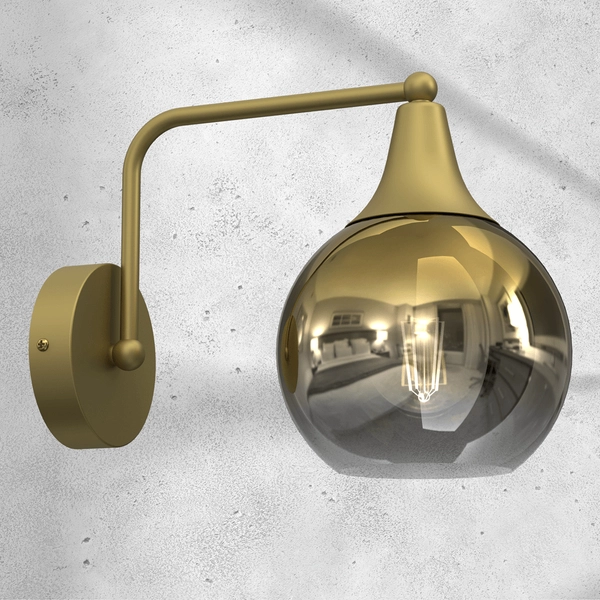 Lampa ścienna Monte MLP8399 kulisty klosz przydymiony złoty