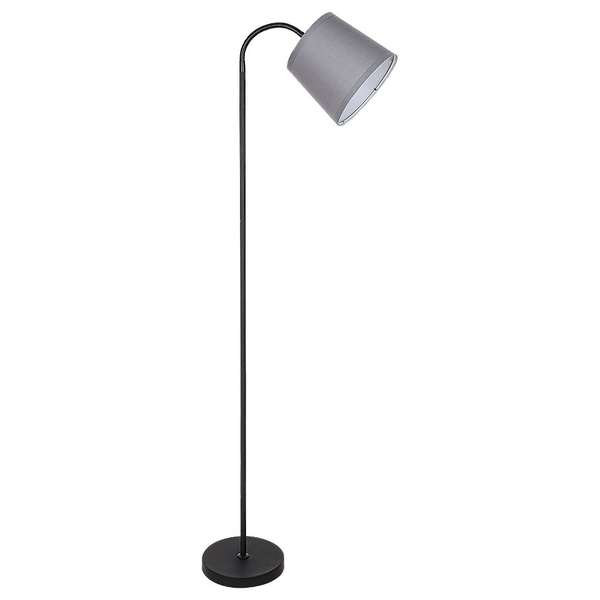 Sypialniana lampa stojąca Godric 6639 abażurowa na peszlu szara
