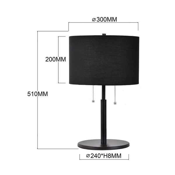 Nocna lampka sypialniana Fogo LP-0304/2T BK Light Prestige abażurowa czarna