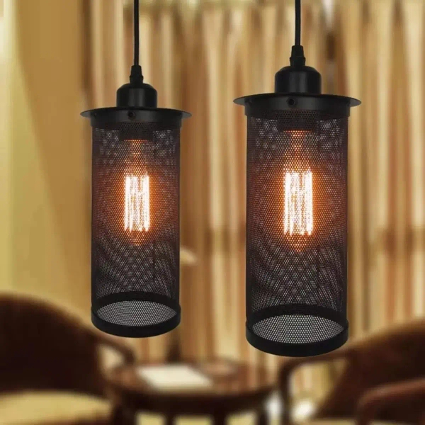 Wisząca lampa Midnight Abigali-ZAE27 Abigali siatka tuba czarna
