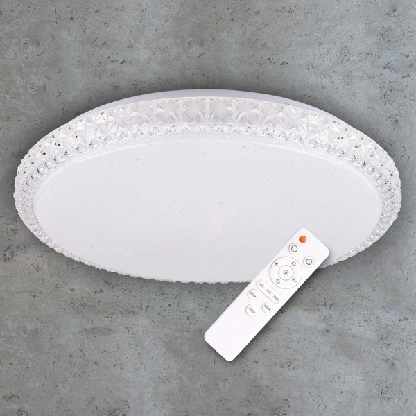 Plafon LAMPA sufitowa IRINA 310767 Polux glamour OPRAWA okrągła LED 36W 2700-6500K z efektem gwiazd biały