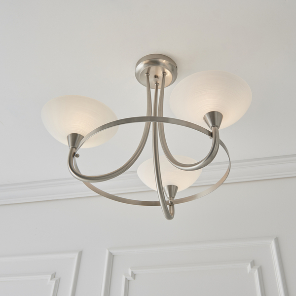 Lampa wisząca CAGNEY-3SC Endon 3-punktowa satynowy chrom biała