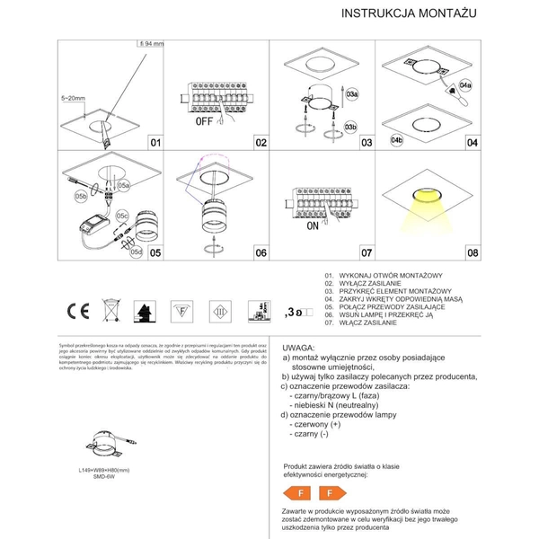 Lampa podtynkowa Rondo 234501102 Elkim LED 6W 3000K IP44 okrągła biała