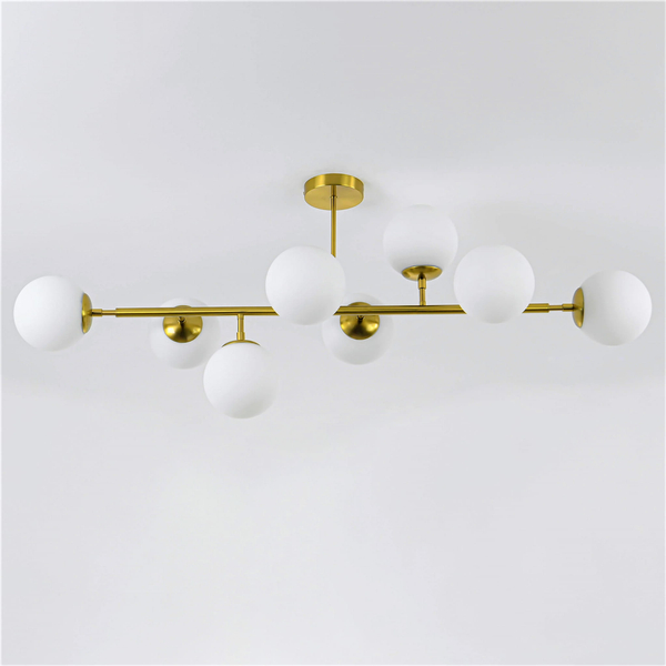 Modernistyczna lampa sufitowa DORADO LP-002/8P Light Prestige loftowa oprawa metalowy plafon molekuły złote białe