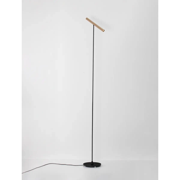Podłużna lampa podłogowa FARDANO LE45626 do salonu tuba czarna brązowa