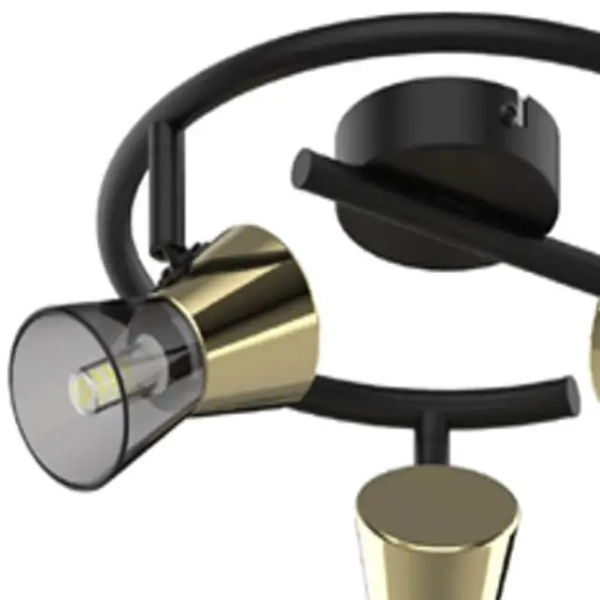 Okrągła lampa natynkowa Cento z regulacją czarna złota