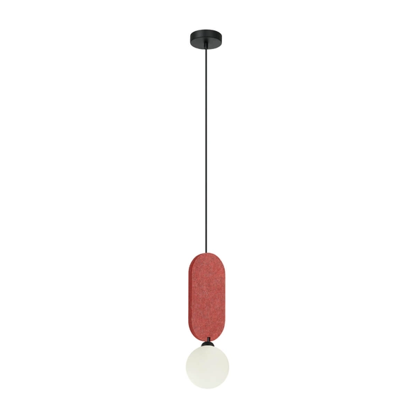 Lampa wisząca z filcu Lorenzo PND-59815-1-RED okrągła biała czerwona