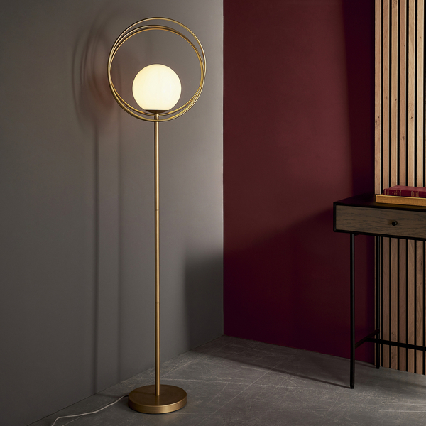 Stojąca lampa do salonu L&-192492 Light& ball pierścienie złote