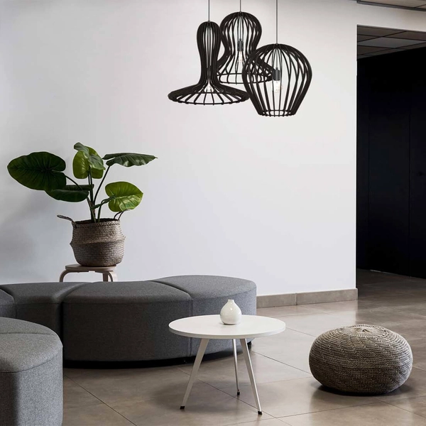 Skandynawska lampa wisząca Rina 5021 do salonu nad stół drewno czarna