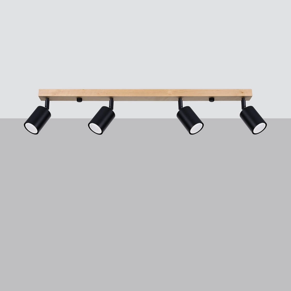Lampa nasufitowa na listwie Verdo SL.1294 do kuchni drewniana czarna
