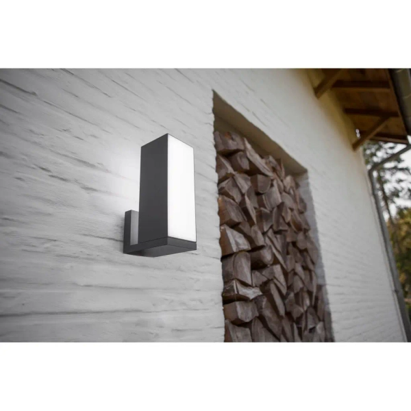 Zewnętrzna LAMPA ścienna CUBA 5193810118 Lutec metalowa OPRAWA kinkiet LED 14W 2700K - 6500K regulowany IP54 szary