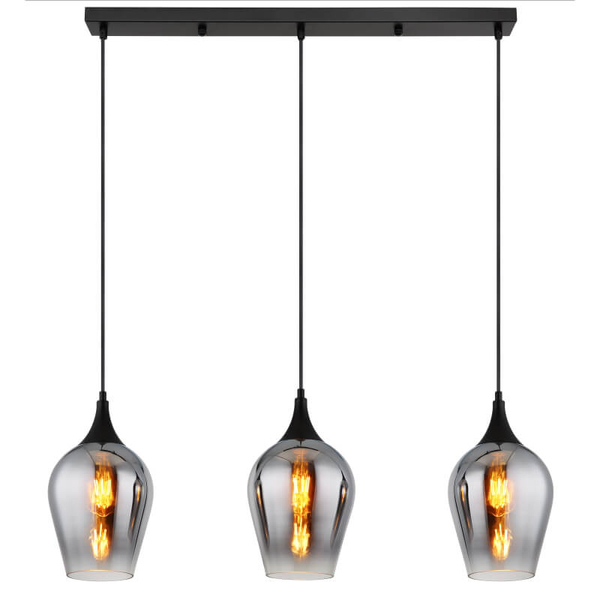 Potrójna lampa wisząca Ewald 155520-3HS szklana przydymiona czarny
