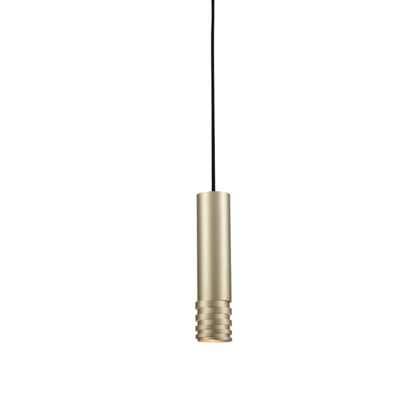 Pojedyncza lampa wisząca Locus złota tuba do przedpokoju