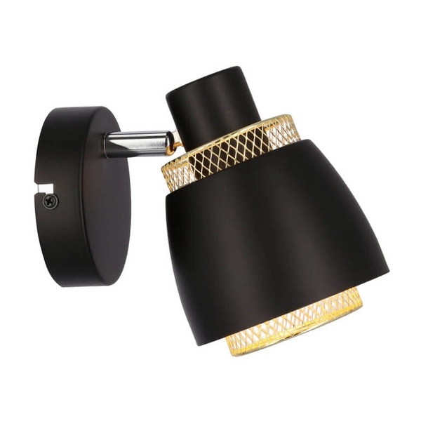 Metalowy kinkiet reflektor Aleksandria 91-13750 siatka czarny złoty