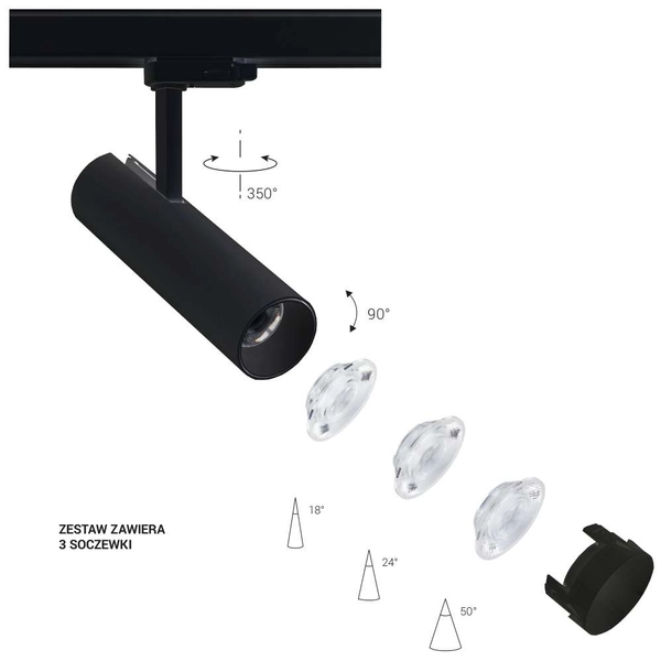 Sufitowa LAMPA regulowana MILO 8760 Nowodvorski metalowa OPRAWA tuba LED 25W 3000K do systemu szynowego 3 - fazowego czarna