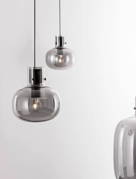 Podwieszana lampa salonowa Padre stylowa czarna przydymiona