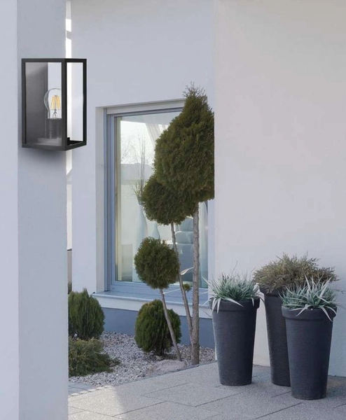 Elewacyjna lampa ścienna MALMO 309167 Polux zewnętrzna ogrodowa klatka IP44 grafitowa przezroczysta