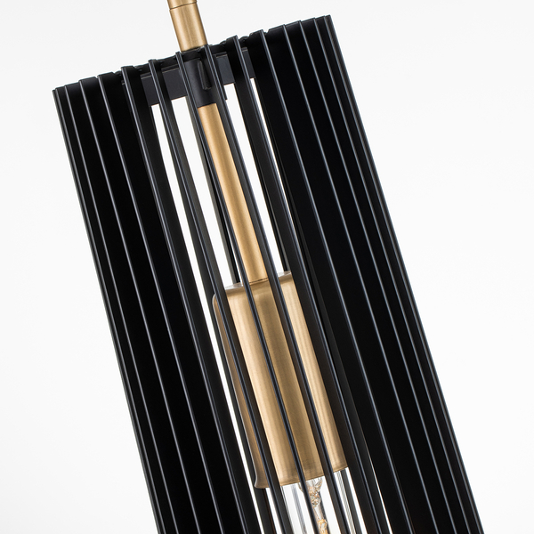 Wisząca lampa tuba QN-LINARA-P-BK metalowa czarna mosiądz