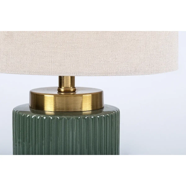 Lampka stołowa do biura Glovy 74046 tuba ryflowana ceramika zielony