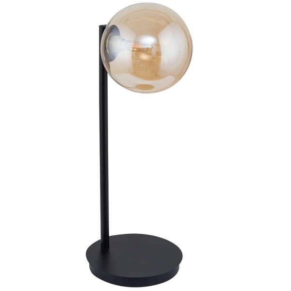 Stojąca LAMPKA biurkowa ROMA 50222 Sigma szklana LAMPA stołowa ball kula czarna bursztynowa