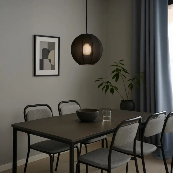 Loftowa wisząca lampa Dana ML1806 kula z tkaniny czarny