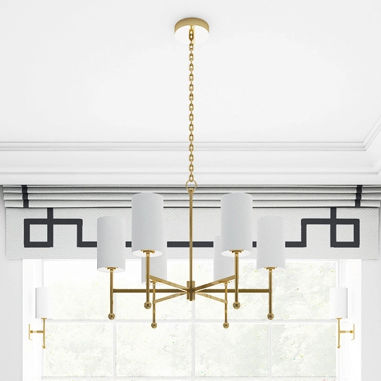 Modernistyczna LAMPA wisząca DENVER P06970BR-WH Cosmolight abażurowy żyrandol na łańcuchu złoty