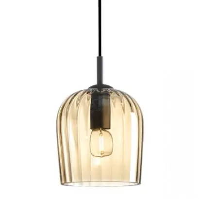 Wisząca szklana lampa 22116 do sypialni szampański czarny