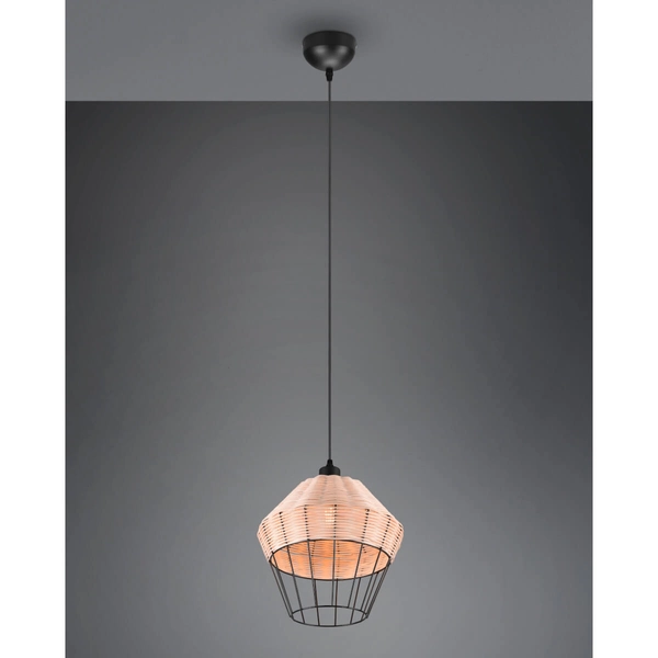 Zwisająca lampa Borka R31261936 RL Light koszyk druciak drewniana czarna