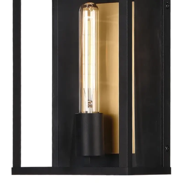 Prostokątna lampa ścienna MALIBU W01326BK czarny mosiądz