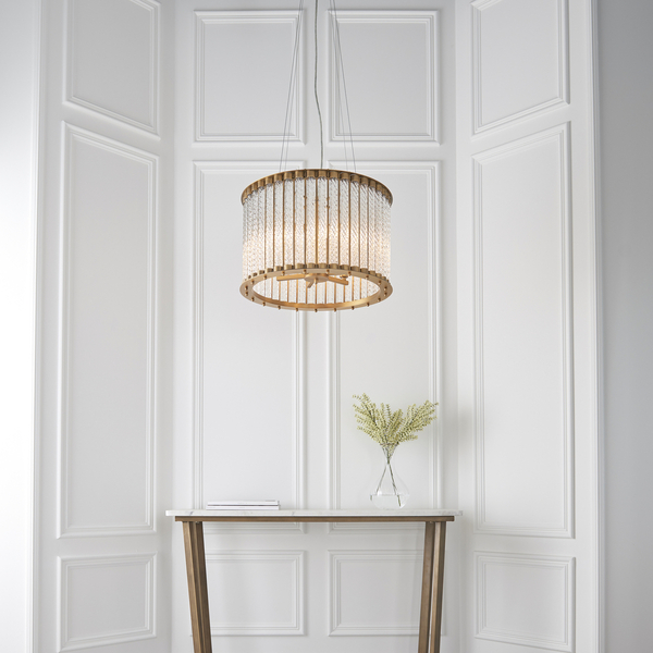 Lampa wisząca z kryształkami L&-181999 Light& tuba hampton złota
