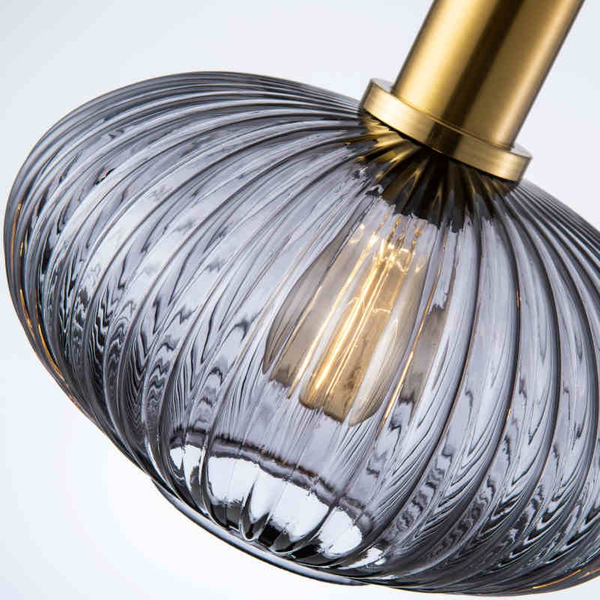 Loftowa LAMPA wisząca NORFOLK 317391 Polux plisowany ZWIS szklany nad łóżko przydymiony