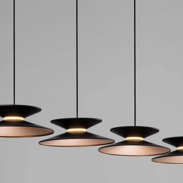 Lampa wisząca na belce GUANAY LE44744 LED 24W 3000K stożki czarna złota