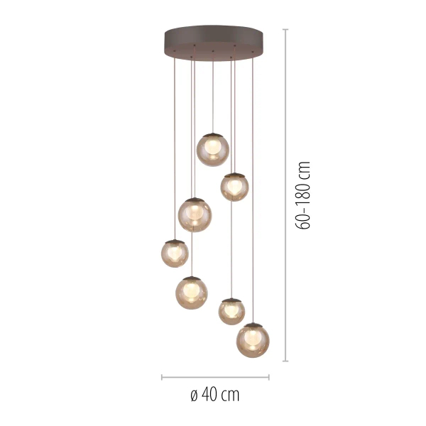 Lampa wisząca sterowana pilotem POPUP brązowa 2587-97 7x3W LED 2200-5000K z regulacją barwy
