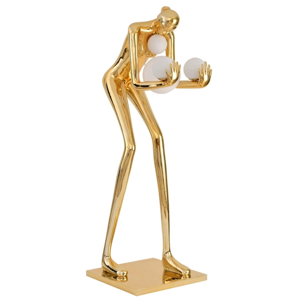 Lampa podłogowa do salonu WOMAN DN433-F gold Step kule designerska złoty