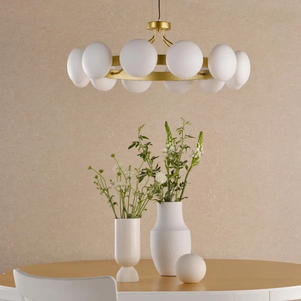 Molekułowa wisząca lampa Tauri TAU1235 ring kule złote białe