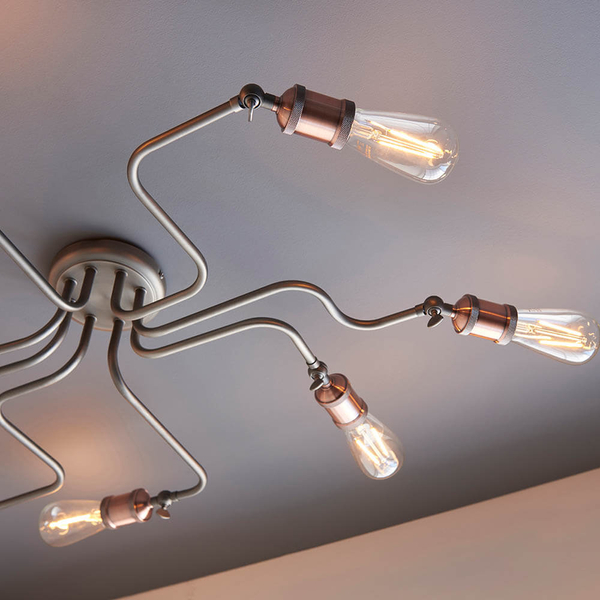 Wielopunktowa lampa sufitowa Hal 81610 retro miedziany cyna
