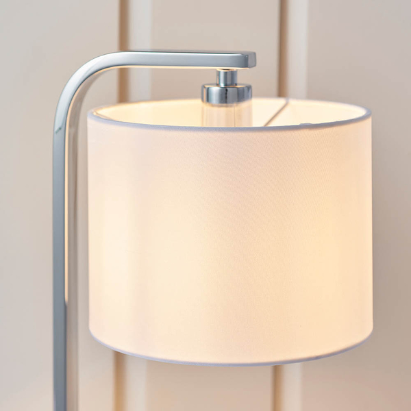 Stołowa lampka z abażurem Canning CANNING-TLCH chrom biały