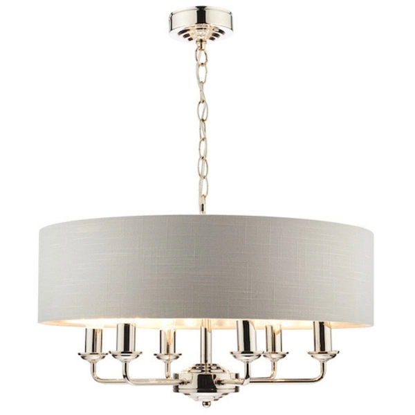 Okrągła lampa wisząca Sorrento LA3718274-Q Laura Ashley łańcuch nikiel szara