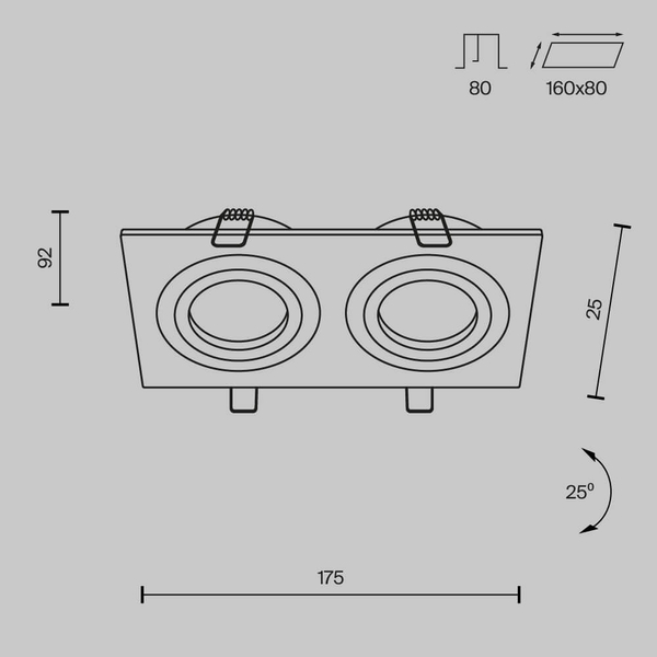 Wpuszczana lampa sufitowa Atom DL024-2-02B spot czarny