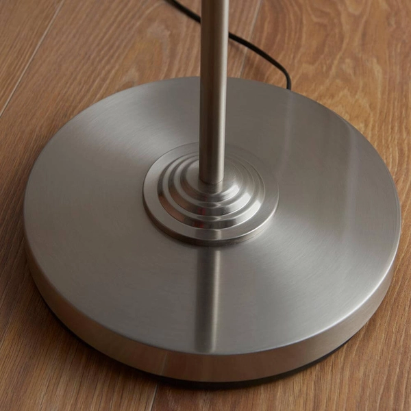 Abażurowa lampa stojąca Highclere 112232 tkaninowa brązowa chrom